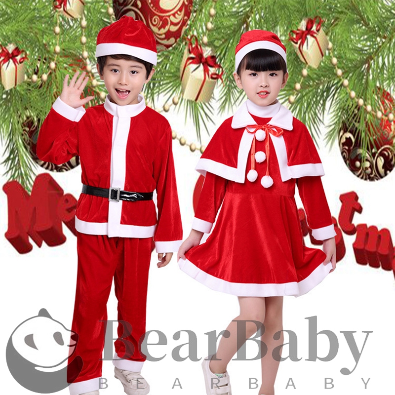 ชุดคริสมาสต์เด็ก ชุดซานต้าเด็ก ชุดซานตี้เด็ก พร้อมหมวก เข็มขัด