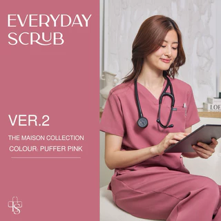 everydayscrub.bkk | ชุดสครับแพทย์(Ver.2) สี Puffer Pink 🩰🎟️✨(เสื้อพร้อมกางเกง)