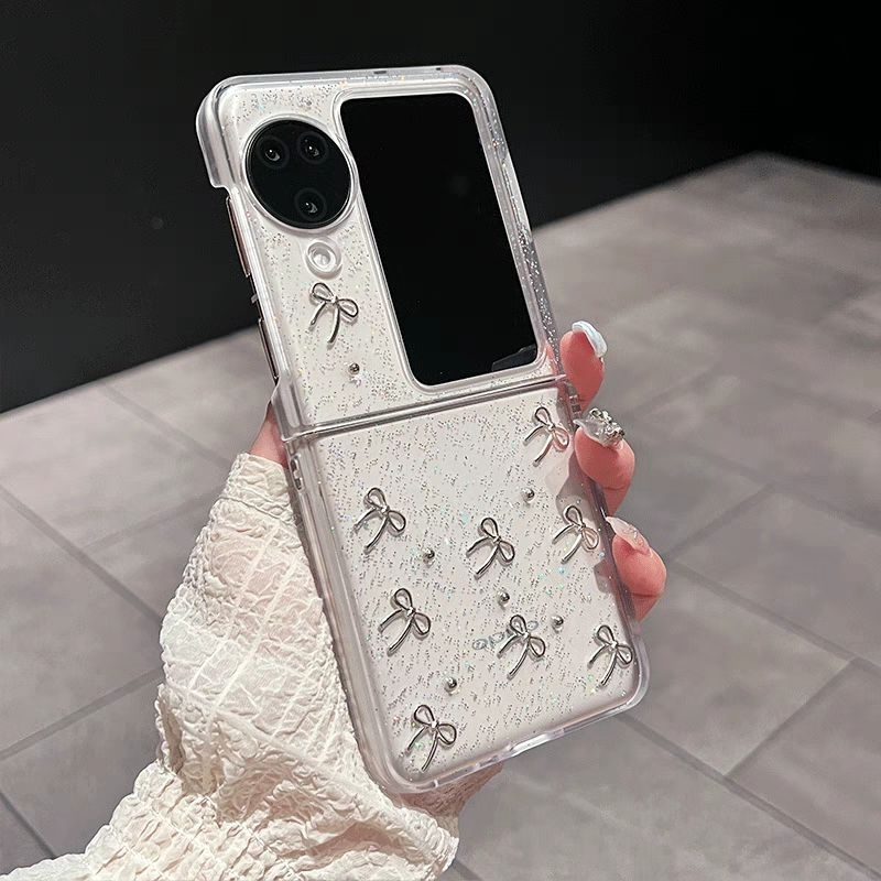 [สินค้าส่งจากไทย] เคสกลิตเตอร์ พร้อมสายไข่มุก สั้น สำหรับ OPPO Find N3 Flip