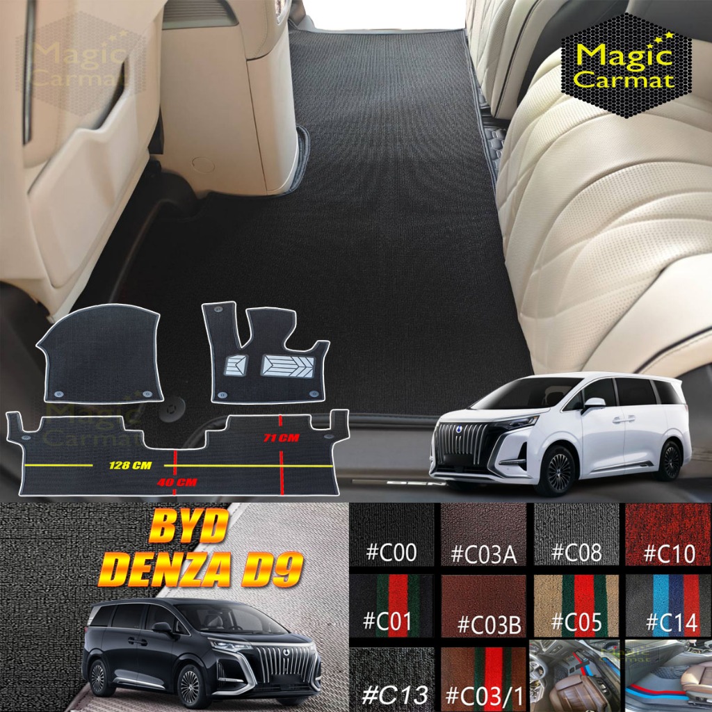 BYD DENZA D9 2024-รุ่นปัจจุบัน แผ่นปิดราง ออฟชั่นเสริม พรมรถยนต์ 6D 7D DENZA D9 Magic Carmat