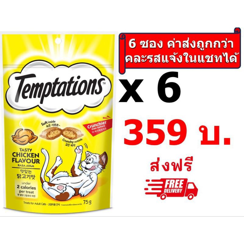 Temptation เทมเทชันส์ รสเทสตี้ไก่ 75กรัม 6 ซอง