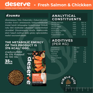 [40g] DESERVE อาหารเม็ดสำหรับแมว Holistic Grain Free ตัวแน่น ขนนุ่ม ตาใส บำรุงขน