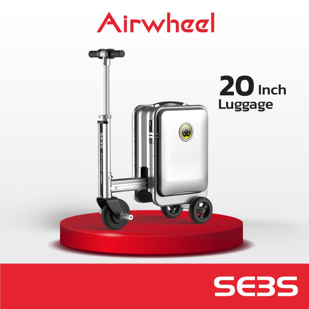 Airwheel SE3S สีเงิน (Silver) กระเป๋าเดินทาง ไฟฟ้า นั่งขับได้ (20 นิ้ว) ประกันสูงสุด 1 ปี