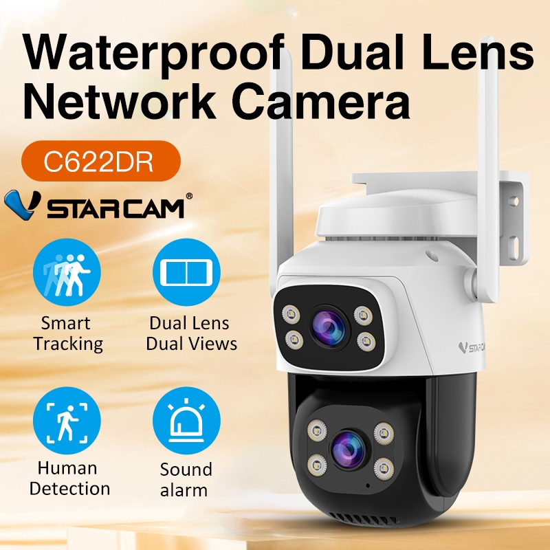 VSTARCAM C622DR กล้องวงจรปิดไร้สาย ความละเอียด 3MP 1296p เลนส์กล้องคู่ กลางคืนภาพสี Ai + แจ้งเตือน