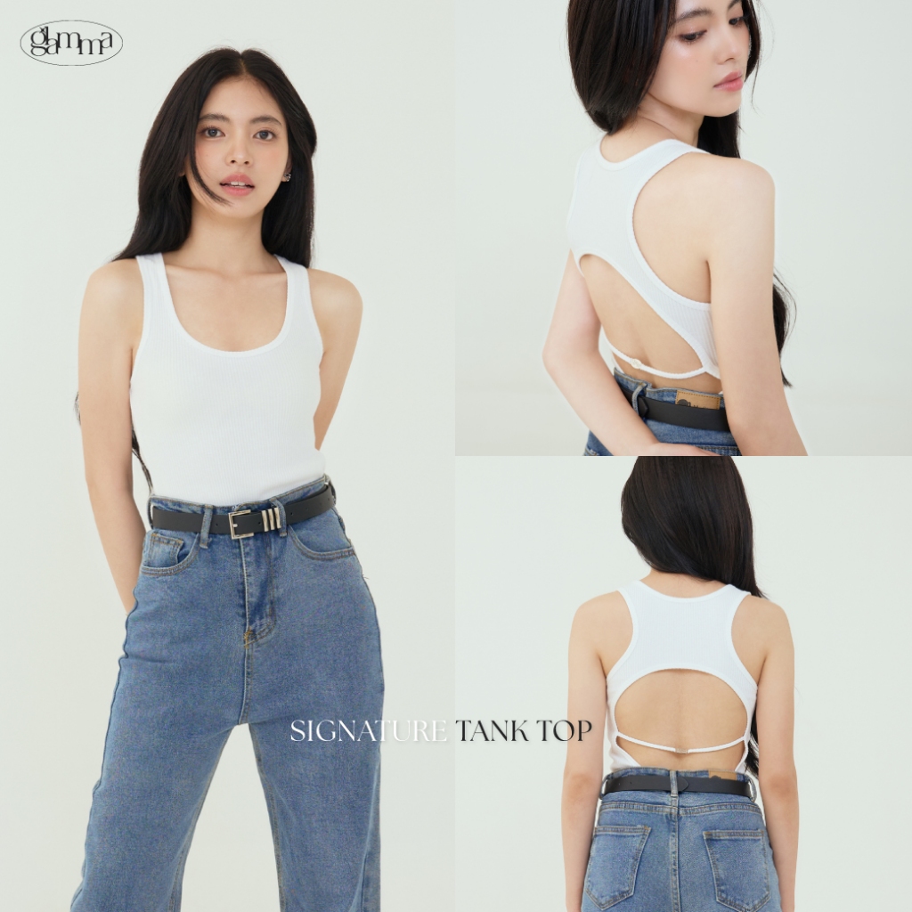 [GM002] Signature Tank Top เสื้อกล้ามซิกเนเจอร์ เว้าหลัง เก็บทรงดี กระชับหุ่นทั้งตัว