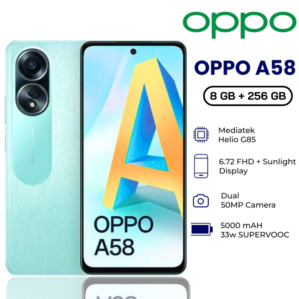 OPPO A58 8GB+256GB ใหม่ล่าสุด ได้ หน้าจอ 90Hz กล้อง 50MP มาพร้อมกับรองรีบชาร์จไว 33W แบตเตอรี่ขนาดใหญ่ 5000 mAh