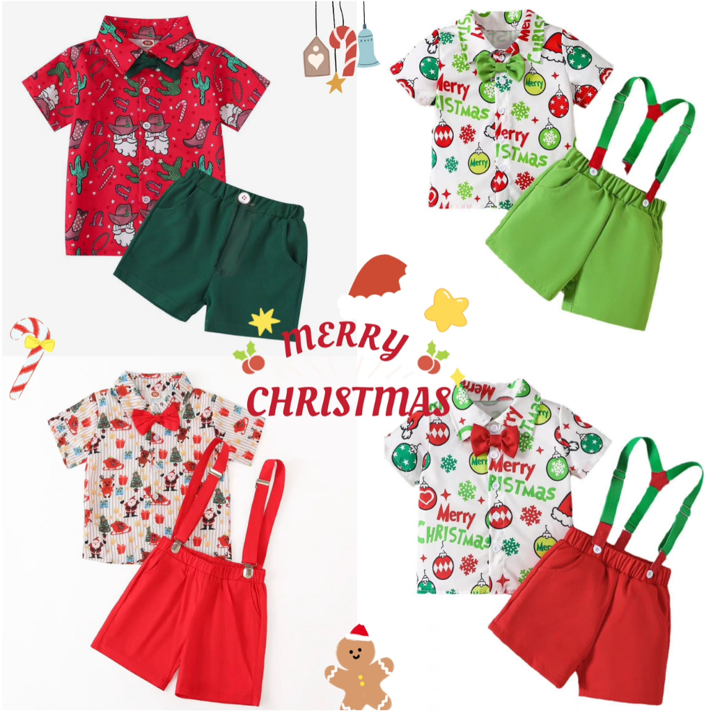 ชุดคริสต์มาสเด็กผู้ชาย ออกงาน ชุดปาร์ตี้สำหรับเด็ก น่ารัก เนื้อผ้าอย่างดี size8m-7บี XM