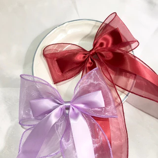 🎀 กิ๊บโบว์ผ้าแก้วนิ่ม งานสองชั้น เรียบหรู กิ๊บปากเป็ด