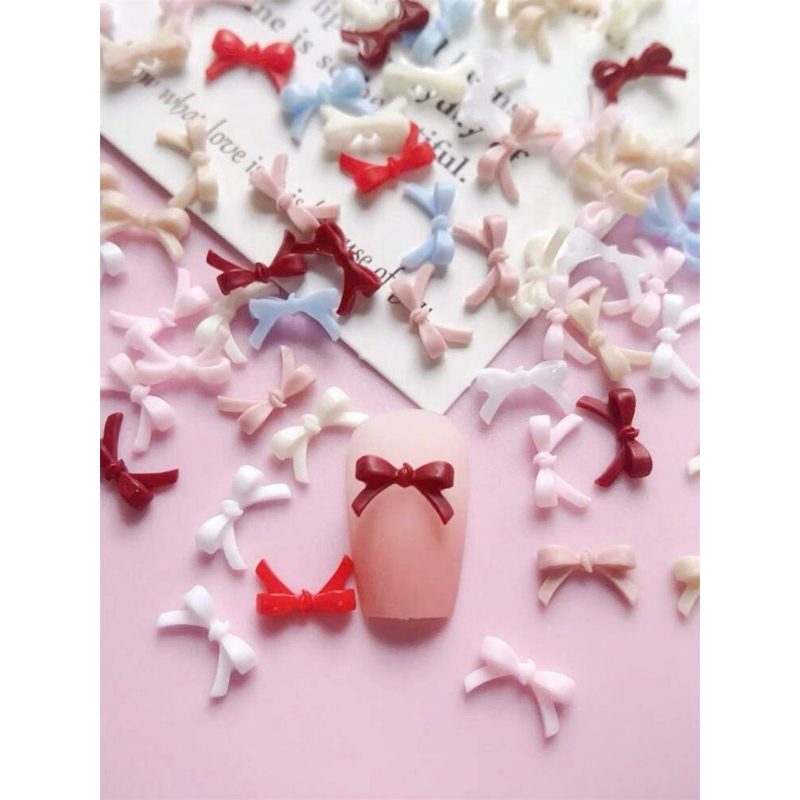 AC.1251 ร้านไทย แพ็ค 5 ชิ้น คละสี พร้อมส่ง เรซินแต่งเล็บรูปโบว์