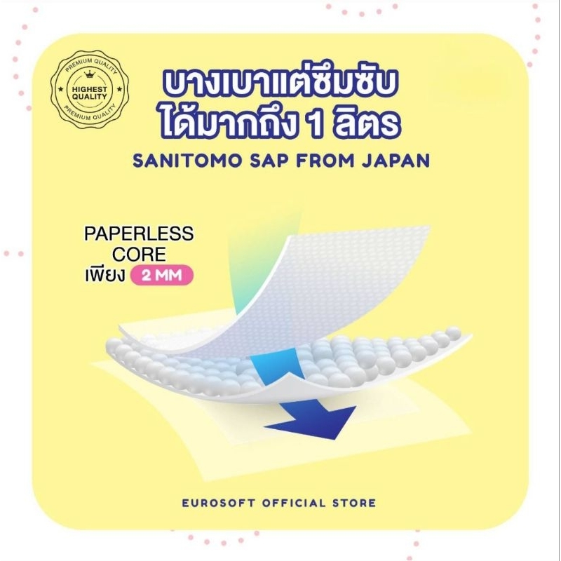 Eurosoft Premium (Size M) 1 แพ็ค กางเกงผ้าอ้อม ผ้าอ้อมเด็ก แพมเพิส นุ่ม บางพิเศษ ซึบซับดีเยี่ยม - รูปที่ 2