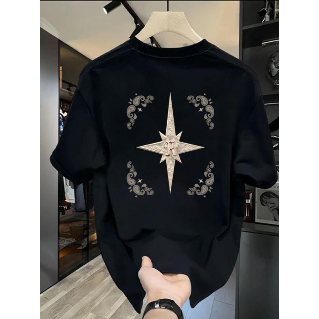 TeeTwoOne รูปแบบดาว เสื้อยืด oversize“R starB”เรียบง่ายและมีสไตล์ OVERSIZEผ้าคุณภาพสูง COTTON ผ้าฝ้ายใส่สบายunisex