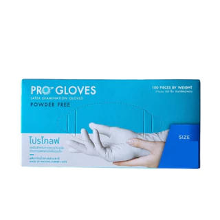 ถุงมือยาง ยี่ห้อ โปรโกลฟ (ชนิดไม่มีแป้ง) Powder Free Latex Gloves รุ่น LTPG-NP (100ชิ้น)