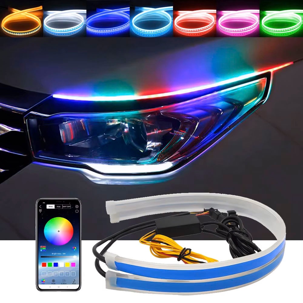 CARiD สําหรับรถยนต์ การควบคุมแอพ ไฟเลี้ยว ไฟเดย์ไลท์ LED RGB 12V DRL หลากสี พร้อมรีโมตคอนโทรล
