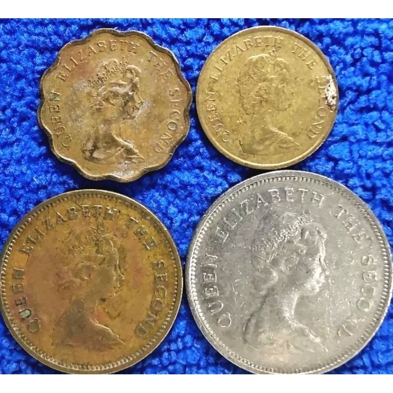 เหรียญ​ฮ่องกง​ Hong​ Kong,​ ชุด​10,20,50Cent,1 Dollar, ( ยุค​อาณานิคม​อังกฤษ)​, ​ใช้แล้ว, #​054