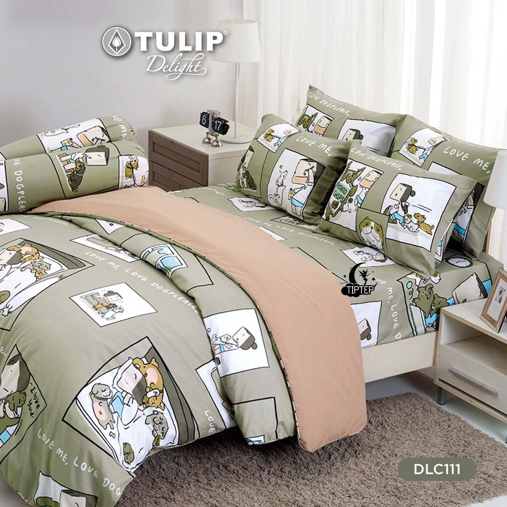 Tulip Delight ผ้าปูที่นอน+ผ้านวม พิมพ์ลาย หมาจ๋า DLC111