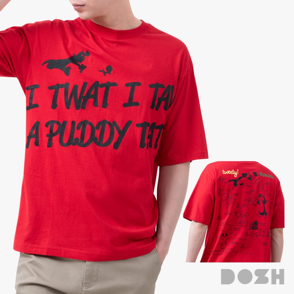 DOSH OVERSIZED LOONEY TUNES เสื้อยืดโอเวอร์ไซส์ DLTMT5037-RE (M-2XL)