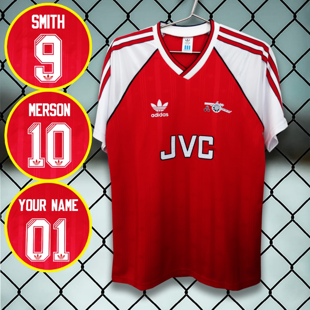 เสื้อฟุตบอลย้อนยุคทีม อาร์เซน่อล เสื้อ ARSENAL เหย้า ปี1988-90 RT0072 รับทำชื่อเบอร์ ไซส์เอเชีย S-2XL