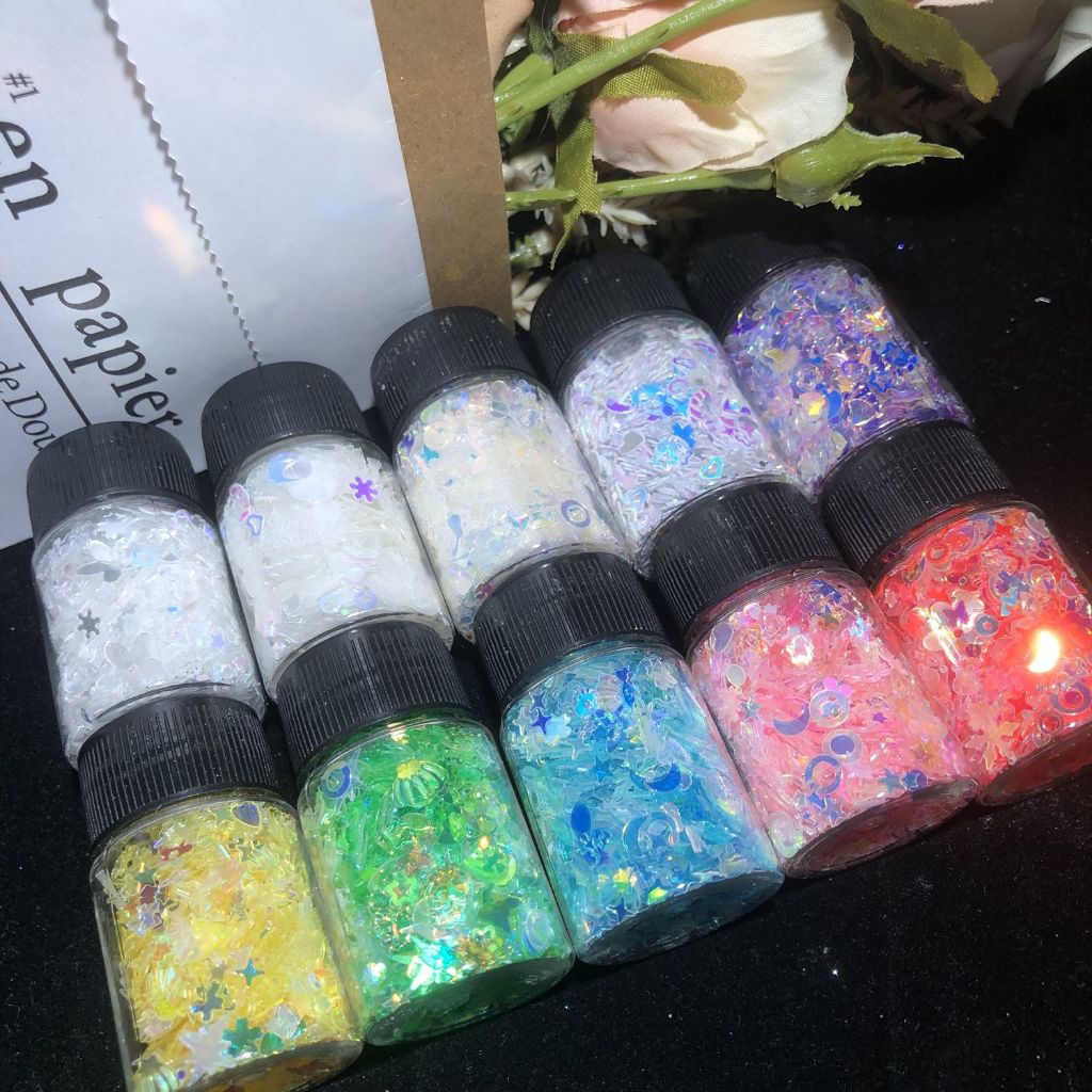 #6 กลิตเตอร์แวววาว แบบผสมใหญ่ ผสมเรซิ่น ทำเล็บ สไลม์ ขนาด10g