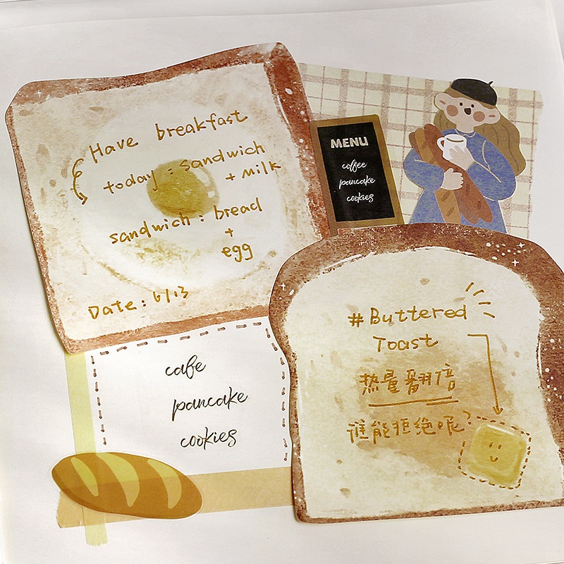 กระดาษโน๊ตกาวในตัว คอลเลคชั่น Bread & Coffee Series Sticky Note กระดาษ Memo 1 แพค 30 แผ่น ราคา ถูกที่สุด ดีลบีเคเค แกลเลอรีภาพที่ 6