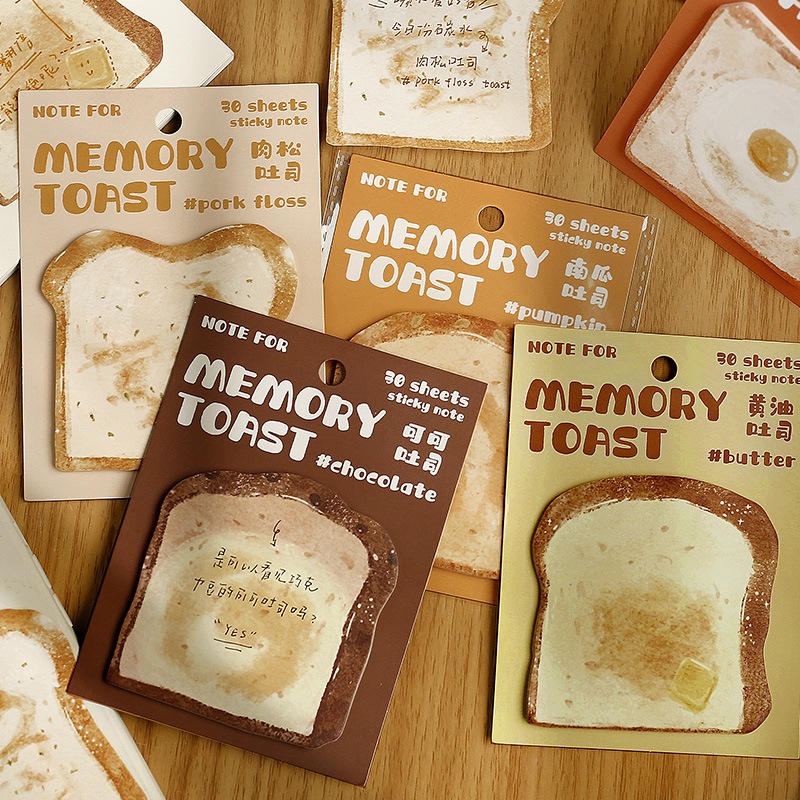 กระดาษโน๊ตกาวในตัว คอลเลคชั่น Bread & Coffee Series Sticky Note กระดาษ Memo 1 แพค 30 แผ่น ราคา ถูกที่สุด ดีลบีเคเค แกลเลอรีภาพที่ 2