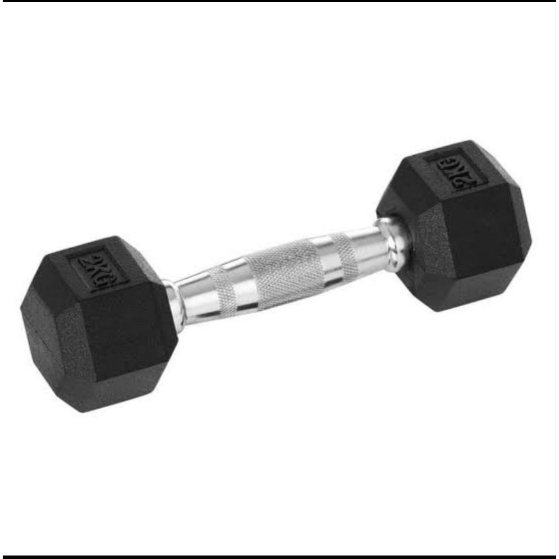 ดัมเบลยางหกเหลี่ยม Hex rubber dumbbells 2KG(1Pair)