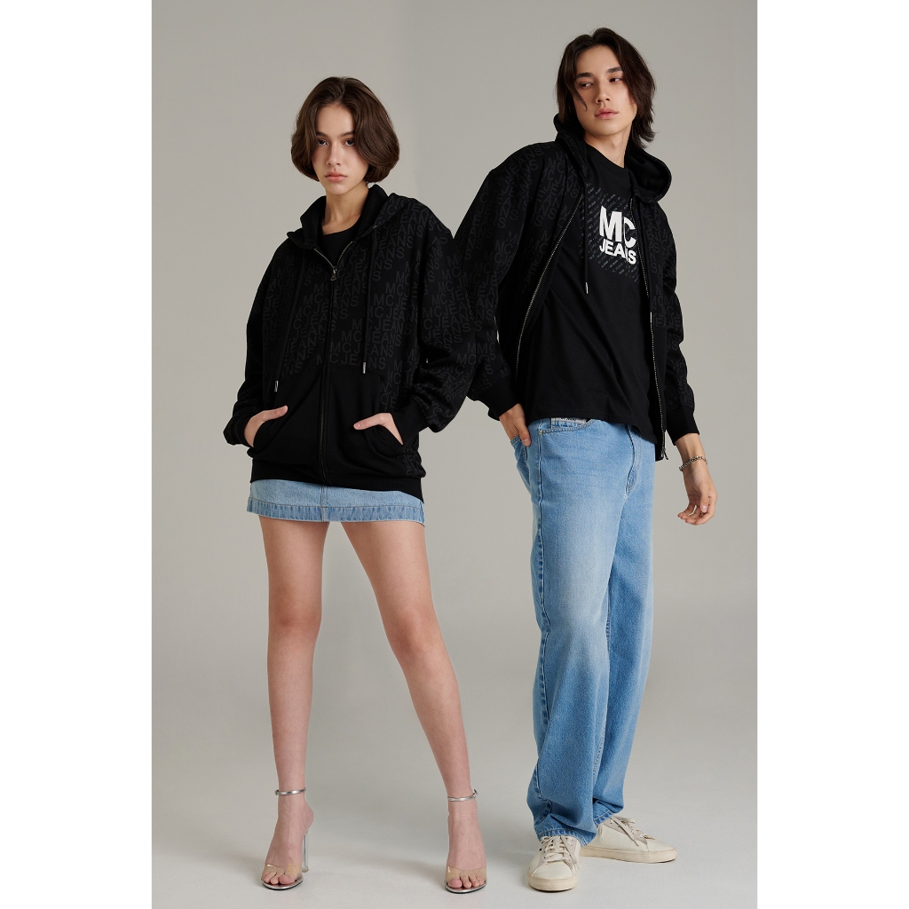 Mc jeans เสื้อกันหนาว ฮู้ดดี้ Unisex แขนยาว สีดำ MJHZ236