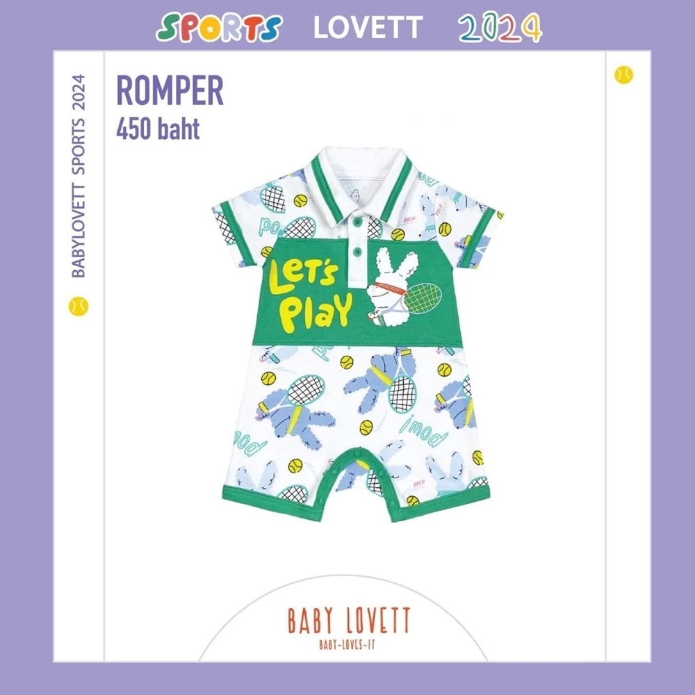 BABYLOVETT ชุดเสื้อผ้าเด็ก รอมเปอร์ขาสั้นกระดุมเป้า Sports Lovett Romper (Size แรกเกิด - 2ขวบ)