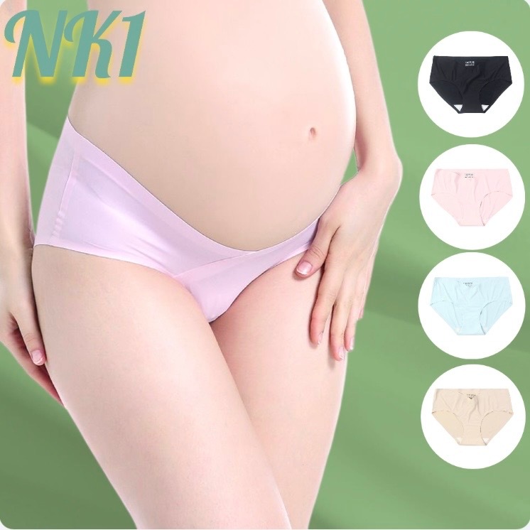 Babystyleกางเกงในไร้ขอบคนท้องใส่ได้ ซับใน2ชั้น 4 สี ผ้า ICE SILK แท้ cotton ซับในสีขาว NK1