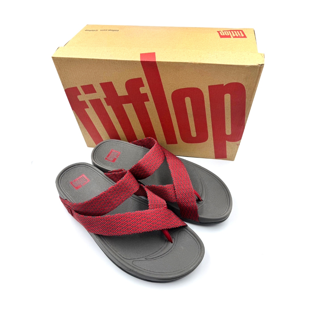 Fitflop รองเท้าแตะผู้ชาย Sling Weave Toe-Post สีแดง #45