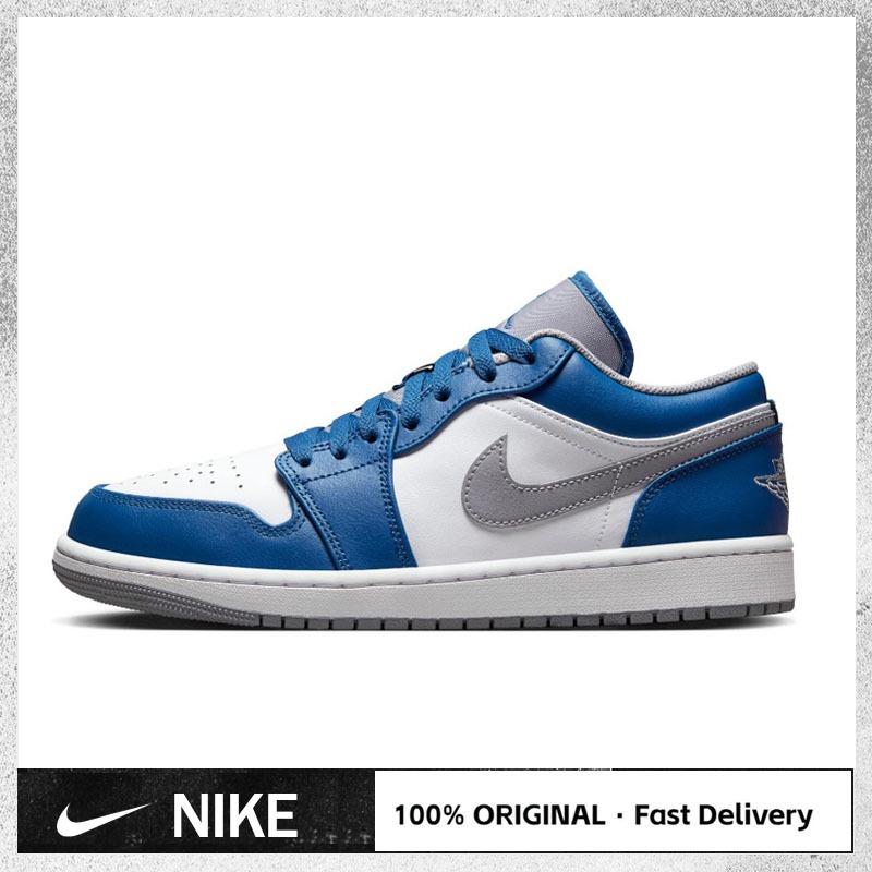 Authentic Jordan Air Jordan 1 Low True Blue 553558-412 Low top retro basketball shoes white and blue