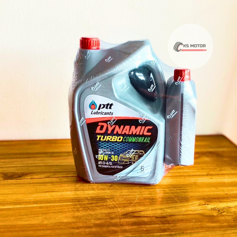 น้ำมันเครื่อง ปตท. รถยนต์ Dynamic tur Bo common rail 10W-30 6+1ลิตร (แถมเสื้อ)