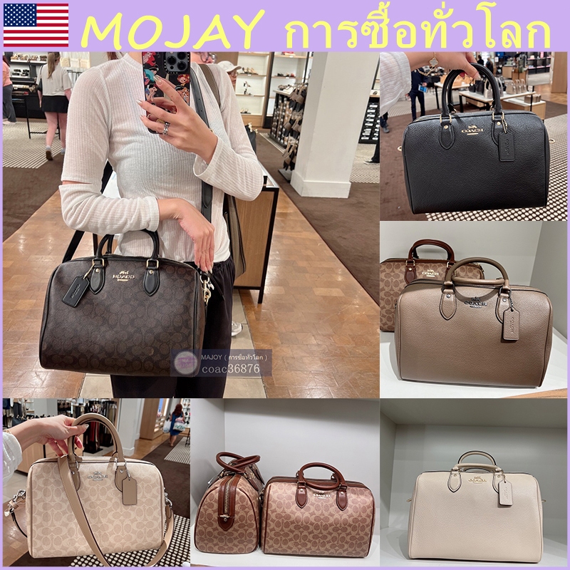 แท้ % Outlet Rowan 30 ถุงหมอนผ้าแคนวาสเคลือบ กระเป๋าสะพายหนังสตรีใบใหญ่ กระเป๋าถือซิปความจุขนาดใหญ่ มาพร้อมสายสะพายยาว