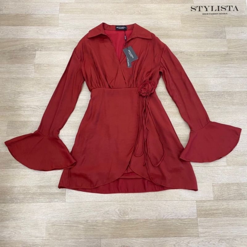 ชุดคุณภาพดี💯ตรงปก✨ร้านนี้มีพร้อมส่งเลย✅ไม่ต้องเช็ค*ส่งไว💐 เดรส ชุดออกงานสี​ แดง​ Stylista​ - รูปที่ 7