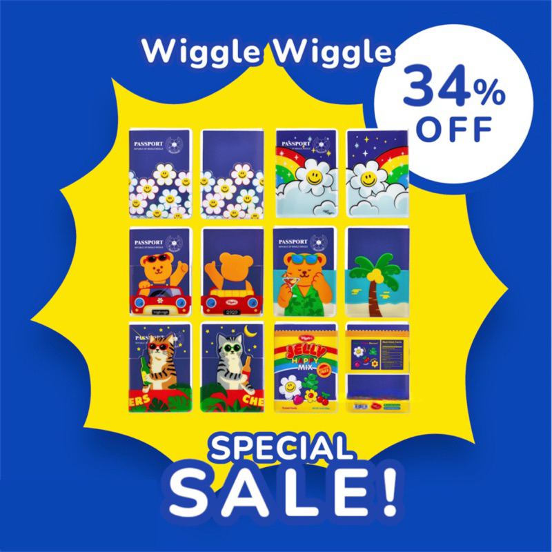 ✅ ขายดี Wiggle Wiggle Pocket Passport Case ปกใส่พาสปอร์ต หนังสือเดินทาง สีสันสดใสน่ารัก