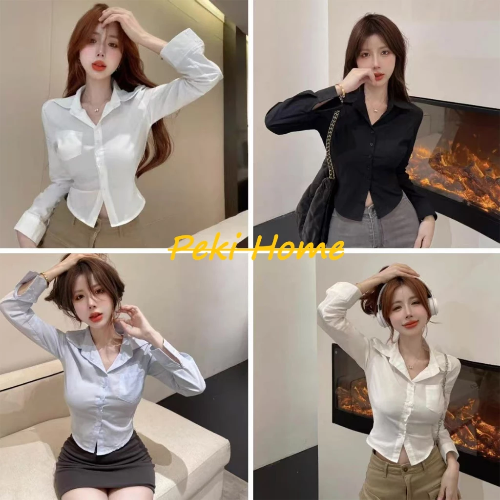 เสื้อเชิ้ตแขนยาวสีขาว ดีไซน์เก๋ สไตล์น้อยคน ใส่แล้วดูเพรียว