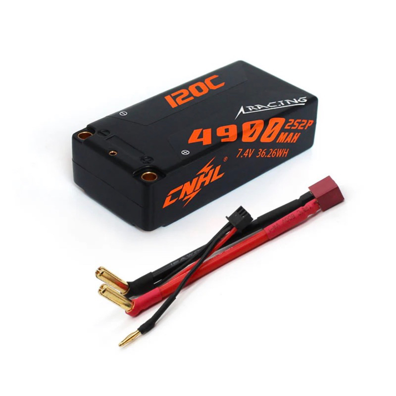 ⭐️CNHL 2S 7.4V 4900mAh 120C เคสแข็ง-ก้อนสั้น (พร้อมปลั๊ก T-plug) Racing Series แรง!
