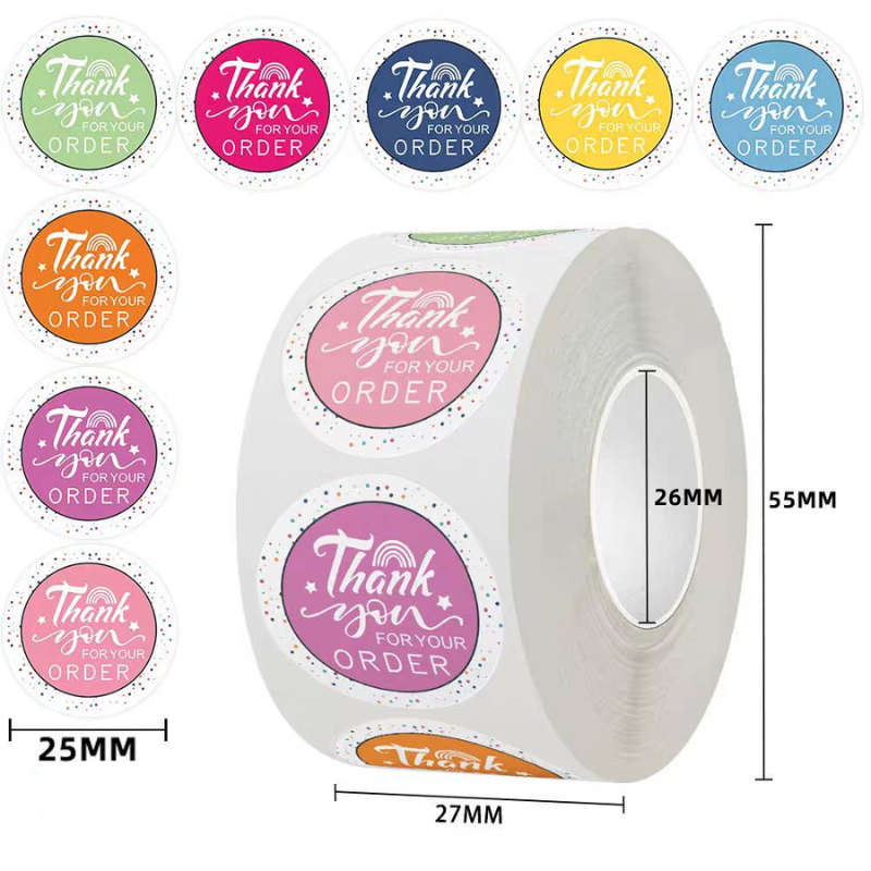 สติ๊กเกอร์ THANK YOU  สติ๊กเกอร์ลายน่ารัก 1 ม้วน/500 ดวง สินค้าพร้อมส่งนะคะ ราคา ถูกที่สุด ดีลบีเคเค แกลเลอรีภาพที่ 2