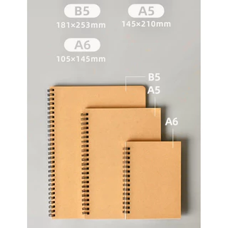 <พร้อมส่ง> สมุดสันห่วง ปกคราฟท์ 120หน้า Craft Cover Notebook A6, A5, B5 กระดาษถนอมสายตา สมุดจด เครื่องเขียน สมุดโน๊ต