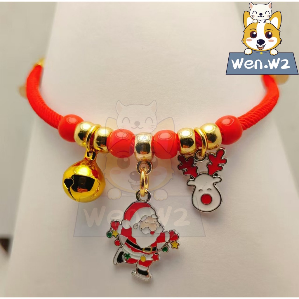 wen.W2 สัตว์เลี้ยงใหม่สีสันสดใสลูกแมวปลอกคอยืดสัตว์เลี้ยงเครื่องประดับคริสต์มาส - รูปที่ 2