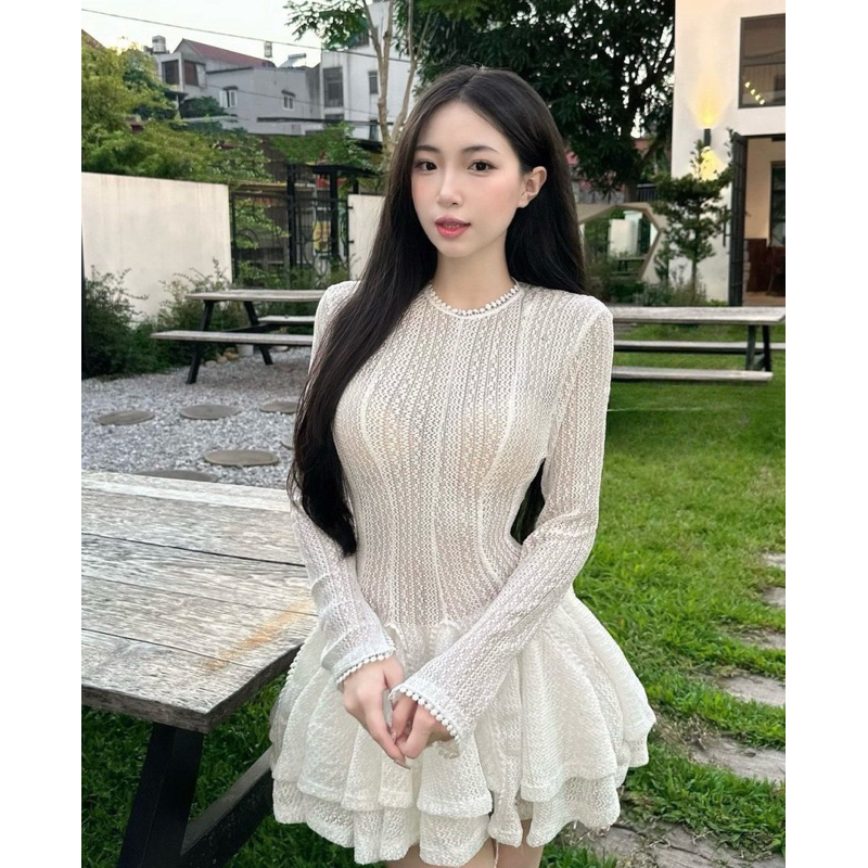 𝐌𝐀𝐘𝐔 พร้อมส่ง✨🧁เดรสลูกไม้ดีเทลแน่นกระโปร่งแต่งชั้นด้านในเป็นจั้มกางเกง - รูปที่ 2