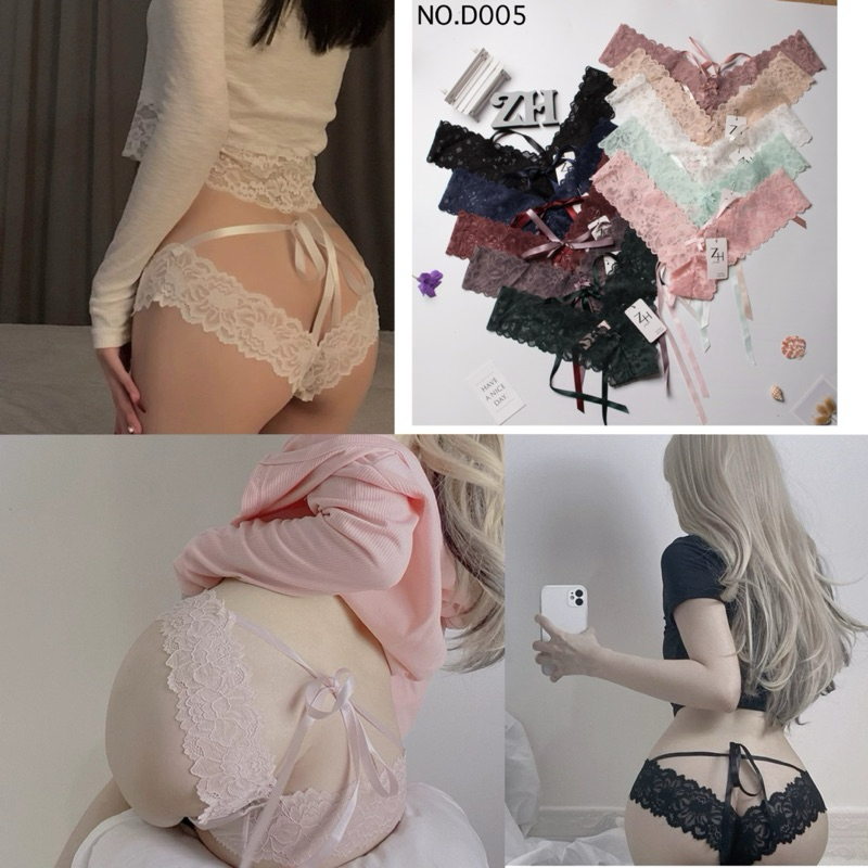 ZH.D005กางเกงชั้นในลูกไม้จีสตริงผูกหลังG-stringบิกินี่ลูกไม้มี10สีพร้อมส่ง