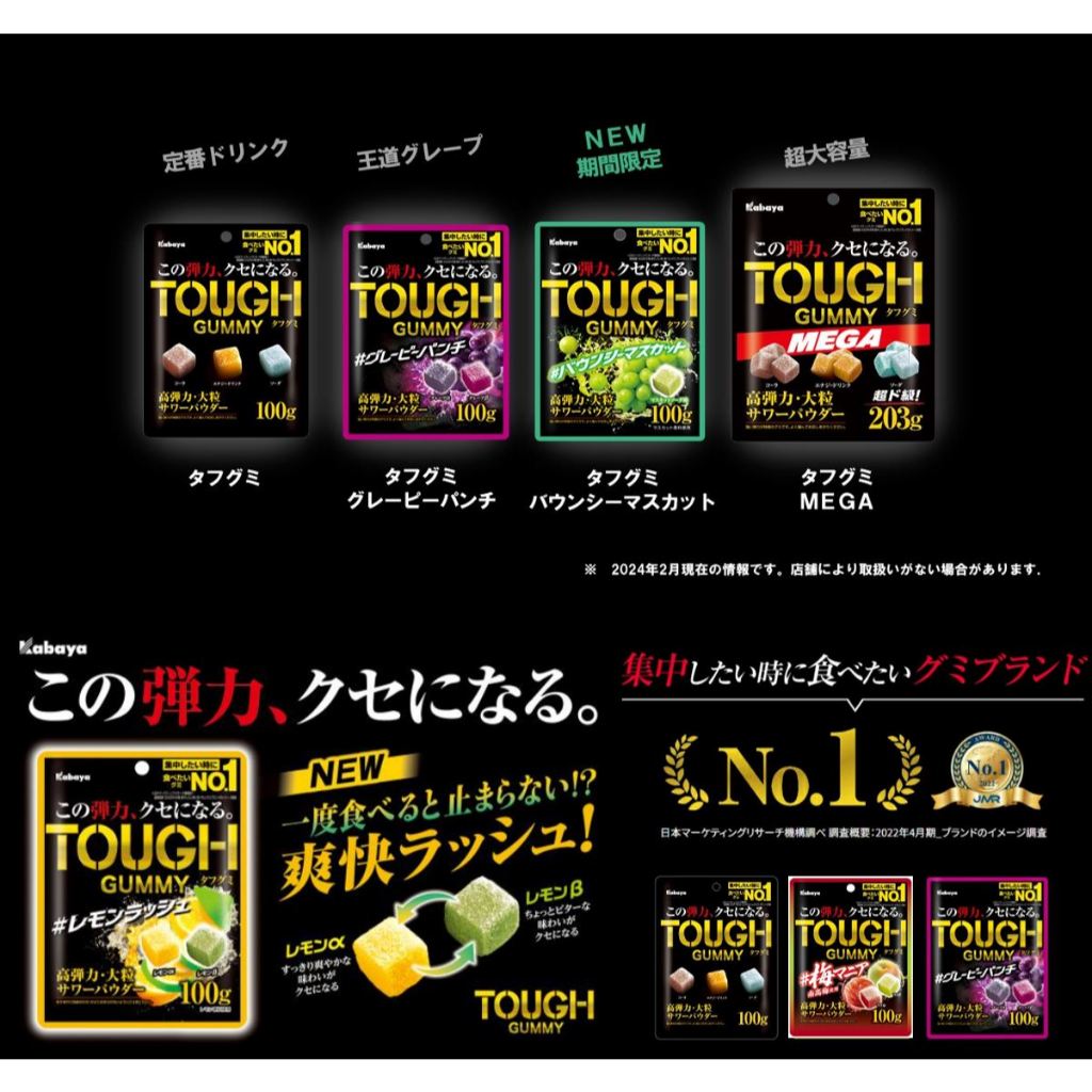 Kabaya Tough Gummy | Tough Gummy Mega | แบรนด์กัมมี่อันดับ1 ที่ช่วยให้มีสมาธิมากขึ้น มีหลายรสให้เลือ