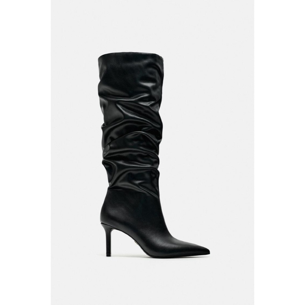 Zara High Heel Boots รองเท้าบูทหนังสีดำ