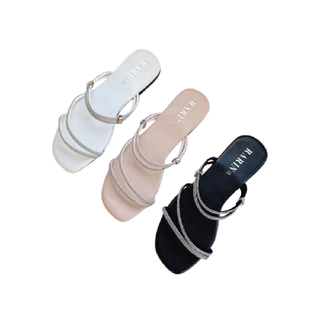 Rarin รุ่น [ Jayda ] 36 - 41 รองเท้าแตะพื้นนุ่ม สายเพชร ใส่ได้ 2 แบบ **เท้าเรียวลดไซส์**