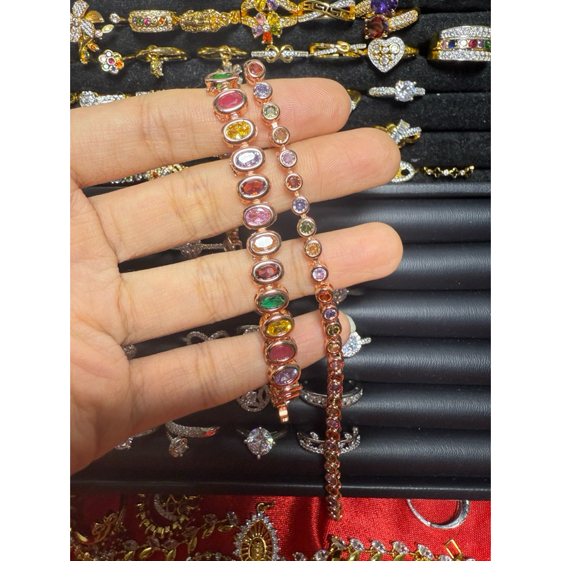 สร้อยข้อมือนพเก้างานพรีเมียมชุบ24Kฝังพลอยcz งานฝังสวยงานละเอียดใส่ออกงานสวยๆค่ะ✨