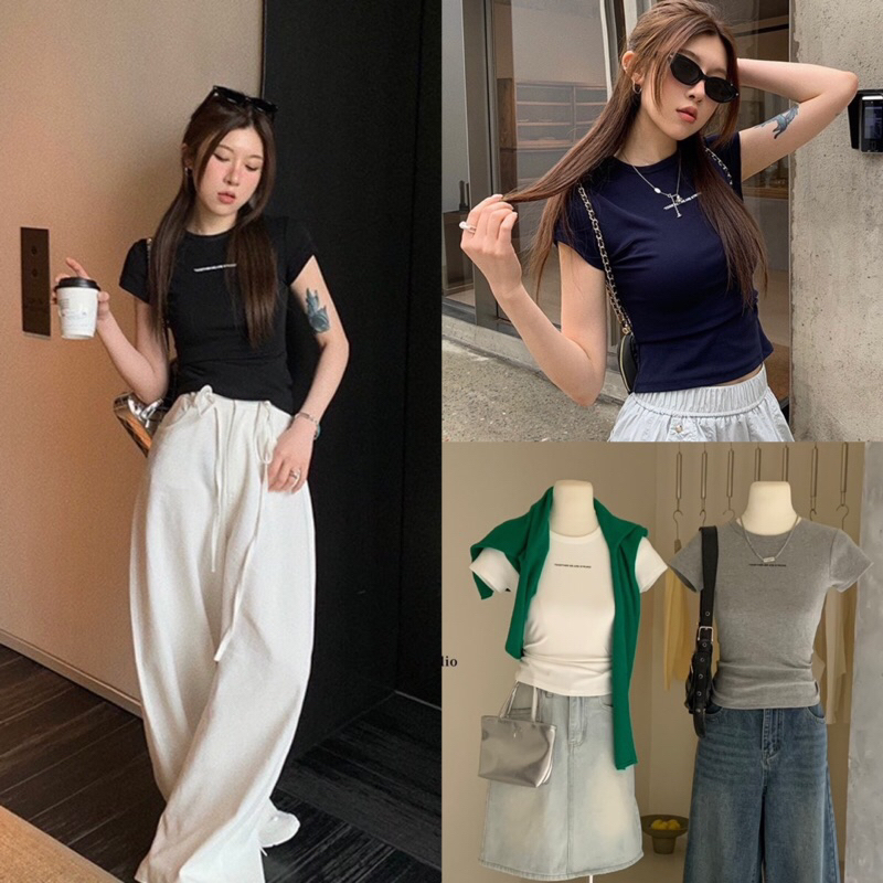 เสื้อคอกลมแขนสั้นสกรีนลายรุ่น 3250 TAG:WG.WE 🇰🇷