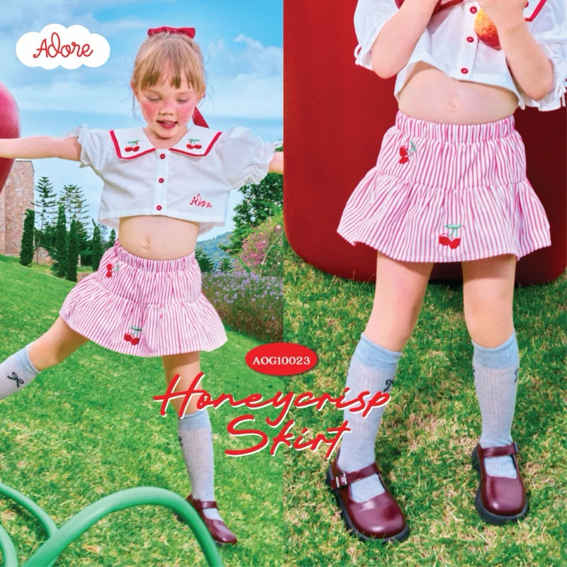 ADORE2112 AOG10023 : HONEYCRISP SKIRTชุดเด็กผู้หญิง เสื้อผ้าเด็กผู้หญิง เดรสคู่แม่ลูก เสื้อครอปเด็กผู้หญิง