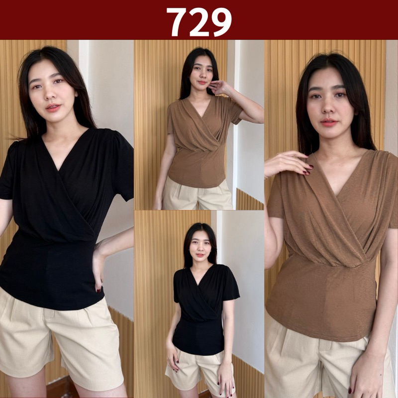 729 เสื้อแขนสั้นจับจีบหน้า