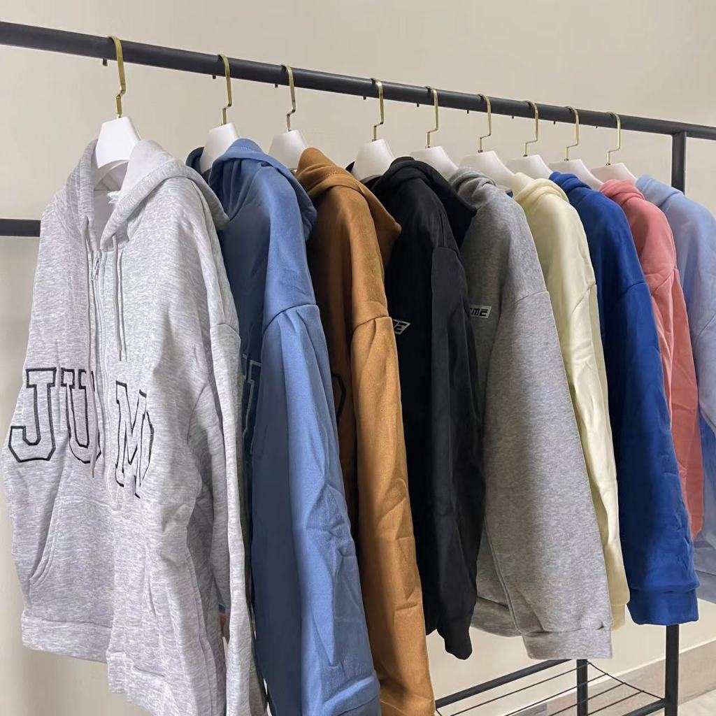 ล้างสต๊อก เสื้อคลุมแขนยาว มีฮู้ด มีซิป ผ้าสำลี เบาบาง ใส่สบาย สุ่มลาย