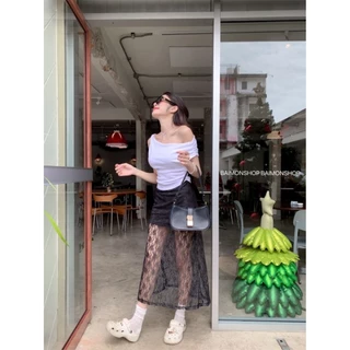 💰 MahahengCloset 💰กระโปรงยาวลูกไม้ ลายดอกกุหลาบ🌹มีซับใน ผ้านิ่มสวย ใส่สบาย เป็นเอวยางรอบ ติดซิบข้าง 🌸